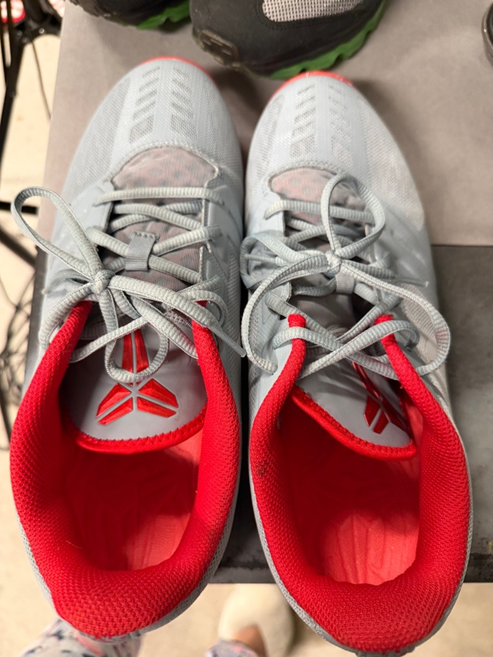 Nike  Performance Basketball Shoes - Light Gray with Red Accents